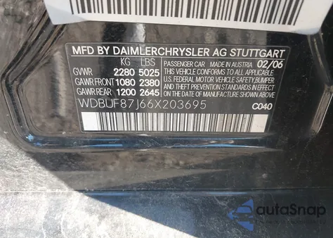 2006 Mercedes-Benz E 350 4Matic z USA, uszkodzony, nr VIN WDBUF87J66X203695